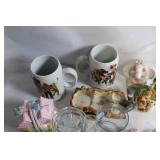 Collection of Vintage Ceramics, Glassware, Figurines, and Mugs