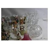 Collection of Vintage Ceramics, Glassware, Figurines, and Mugs