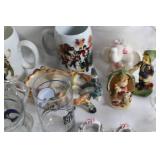 Collection of Vintage Ceramics, Glassware, Figurines, and Mugs
