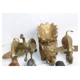 Collection of 30 Assorted Elephant Figurines and Vintage Brass Trinkets