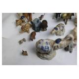 Collection of 30 Assorted Elephant Figurines and Vintage Brass Trinkets