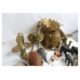 Collection of 30 Assorted Elephant Figurines and Vintage Brass Trinkets