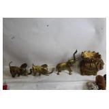 Collection of 30 Assorted Elephant Figurines and Vintage Brass Trinkets