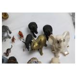 Collection of 30 Assorted Elephant Figurines and Vintage Brass Trinkets