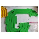 Vintage Race Track Set with Toy Figures and Cars