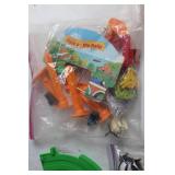 Vintage Race Track Set with Toy Figures and Cars