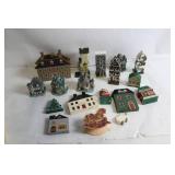 Collection of 19 Miniature Decorative Houses and Holiday Figures