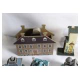Collection of 19 Miniature Decorative Houses and Holiday Figures