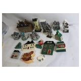 Collection of 19 Miniature Decorative Houses and Holiday Figures