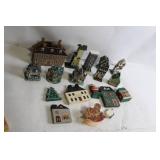 Collection of 19 Miniature Decorative Houses and Holiday Figures
