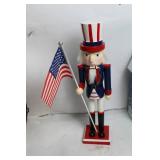 Patriotic Uncle Sam Nutcracker with American Flag