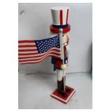 Patriotic Uncle Sam Nutcracker with American Flag