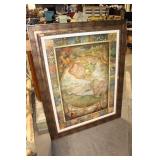 Framed Antique-Style World Map Print with Ornate Details
