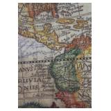 Framed Antique-Style World Map Print with Ornate Details