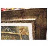 Framed Antique-Style World Map Print with Ornate Details