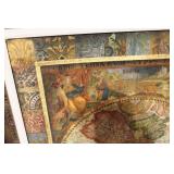 Framed Antique-Style World Map Print with Ornate Details