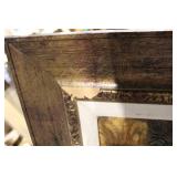 Framed Antique-Style World Map Print with Ornate Details