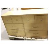 Vintage Wooden 6-Drawer Dresser with Brass Handles