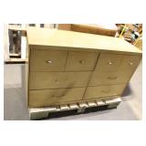 Vintage Wooden 6-Drawer Dresser with Brass Handles