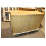 Vintage Wooden 6-Drawer Dresser with Brass Handles