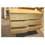 Vintage Wooden 6-Drawer Dresser with Brass Handles