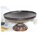 Large Decorative Metal Bowl with Stand