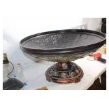 Large Decorative Metal Bowl with Stand
