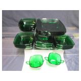 Forest Green Plates, Dishes, Cream & Sugar