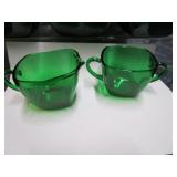 Forest Green Plates, Dishes, Cream & Sugar