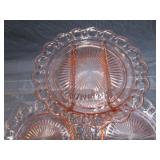Pink Depression Lace Plate & Bowls