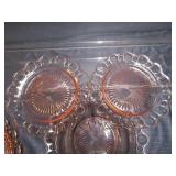 Pink Depression Lace Plate & Bowls