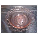 Pink Depression Lace Plate & Bowls