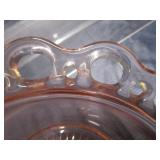 Pink Depression Lace Plate & Bowls