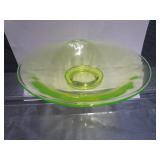 Vaseline Glass Bowl & Candle Holders