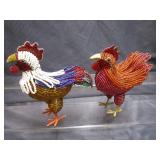 Calif Pottery Egg Plate, Beaded Chickens