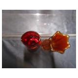 Vases: 7" Red With Heavy Clear Bottom