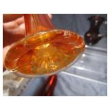 Vases: 7" Red With Heavy Clear Bottom