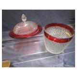 Vintage Ruby Butter & Biscuit Jar