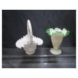 Fenton Milk Glass Basket & Vase