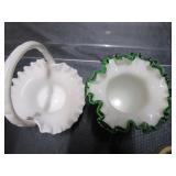 Fenton Milk Glass Basket & Vase