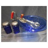 Cobalt Bowl, Salt/Pepper, Daisy Whirly
