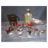 Pheasant Glasses, Shaker, Nut Dish