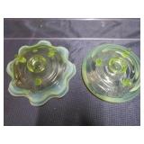 Vaseline Dishes & Vase