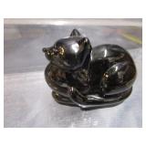Black Glass Cat & Heisey Rabbit