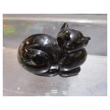 Black Glass Cat & Heisey Rabbit