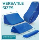 Brand New AllSett Health 4 PC Bed Wedge Pillows Set Navy $109.99 Retail *B