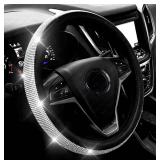 Brand New ChuLian New Diamond Leather Steering Wheel Cover with Bling Bling Crystal Rhinestones Universal $35.57 Retail *B