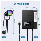 New 12 Pack RGBW Color Changing Landscape Lights with 300W Low Voltage Landscape Transformer 12-24V LED Landscape Lighting Kit Waterproof Multicolor Spotlights for Christmas House Yard Tree Garden $16