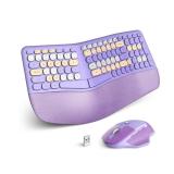 New Ergonomic Wireless Keyboard and Mouse Combo Lavender 2.4G Split Colorful Keyboard with Wrist Rest 3 Level DPI Adjustable Optical Mouse for Windows, Mac, PC, Laptop $59.99 Retail *B