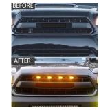New Amber LED Lights 4PCS Front Grille Raptor Lamps Car Accessories with Harness and Fuse, Compatible with 2012 2013 2014 2015 Toyotaa Tacoma with TRD Pro Grille *B